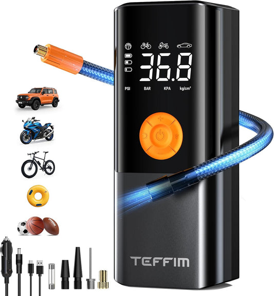 Tire Inflator Portable Air Compressor, 150PSI＆20000mAh Battery Air Pump for Car Tires, 6X Inflate Portable Tire Inflator for Car Motorcycle Balls Bike Pump,12DC Tire Pump with LED Light, Auto shut-off