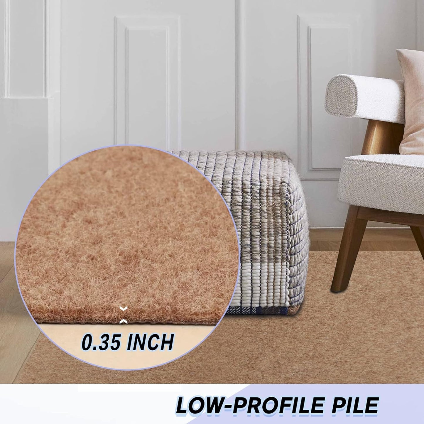 Custom Size Backed Non-Slip Area Rugs Runner, Easy Clean, Waterproof Runner Rugs for Hallway Entryway, Kitchen, Laundry, 2FT x 53FT, Beige