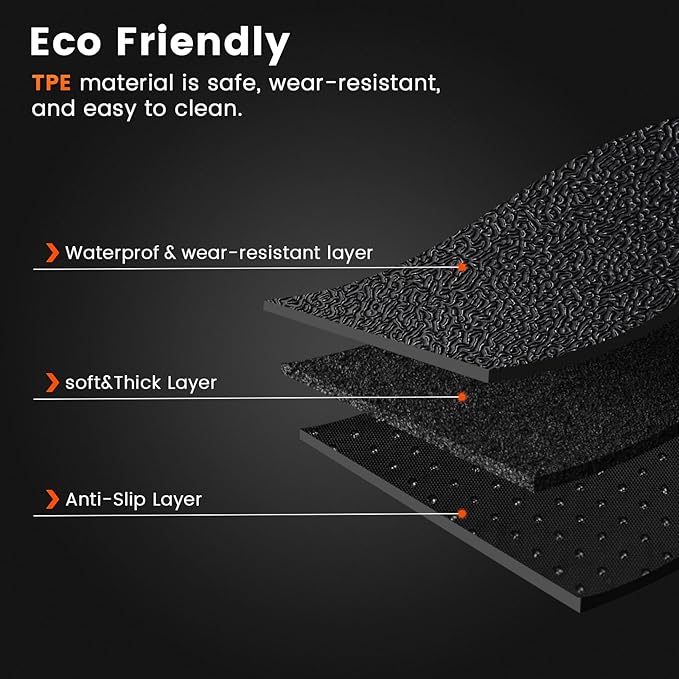 KMF Custom Fit Floor Mats for Toyota 4Runner 2025 (NOT for Hybrid) Accessories, 5 Seats All Weather TPE Waterproof Car Floor Liners - Front & Rear 2 Row, Anti-Slip Deep Grooves 4Runner Car Mats
