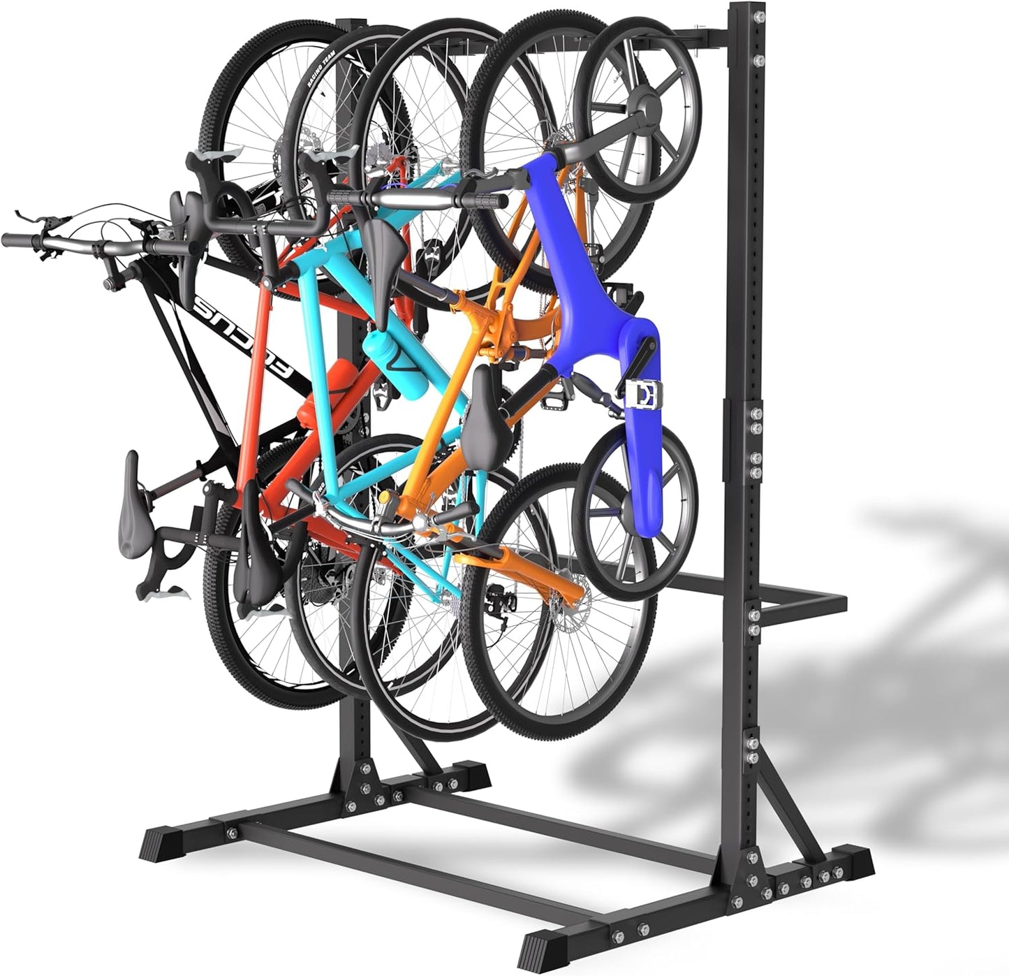 5 Bike Storage Rack, Freestanding Vertical Bicycle Stand for Garage & Indoor Use, 300 LBS Capacity - Space Saving Floor Organizer