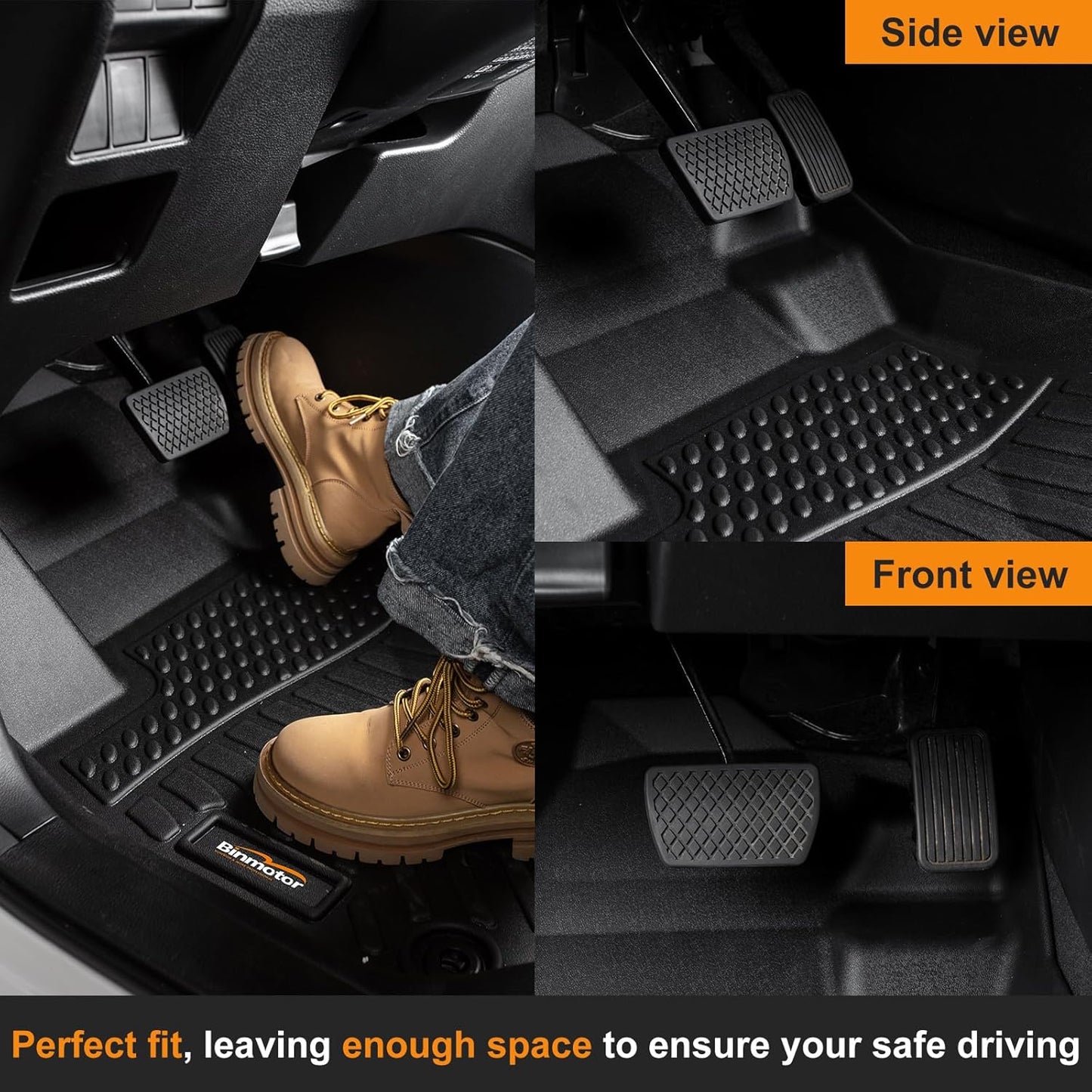 Binmotor-Floor Mats & Cargo Liner Set for Hyundai Santa FE 2021-2023 (Not Fit for Hybrid), Front & 2nd Row & Cargo Liner, TPE All Weather Mats Cargo Trunk Mat for Santa FE Accessories