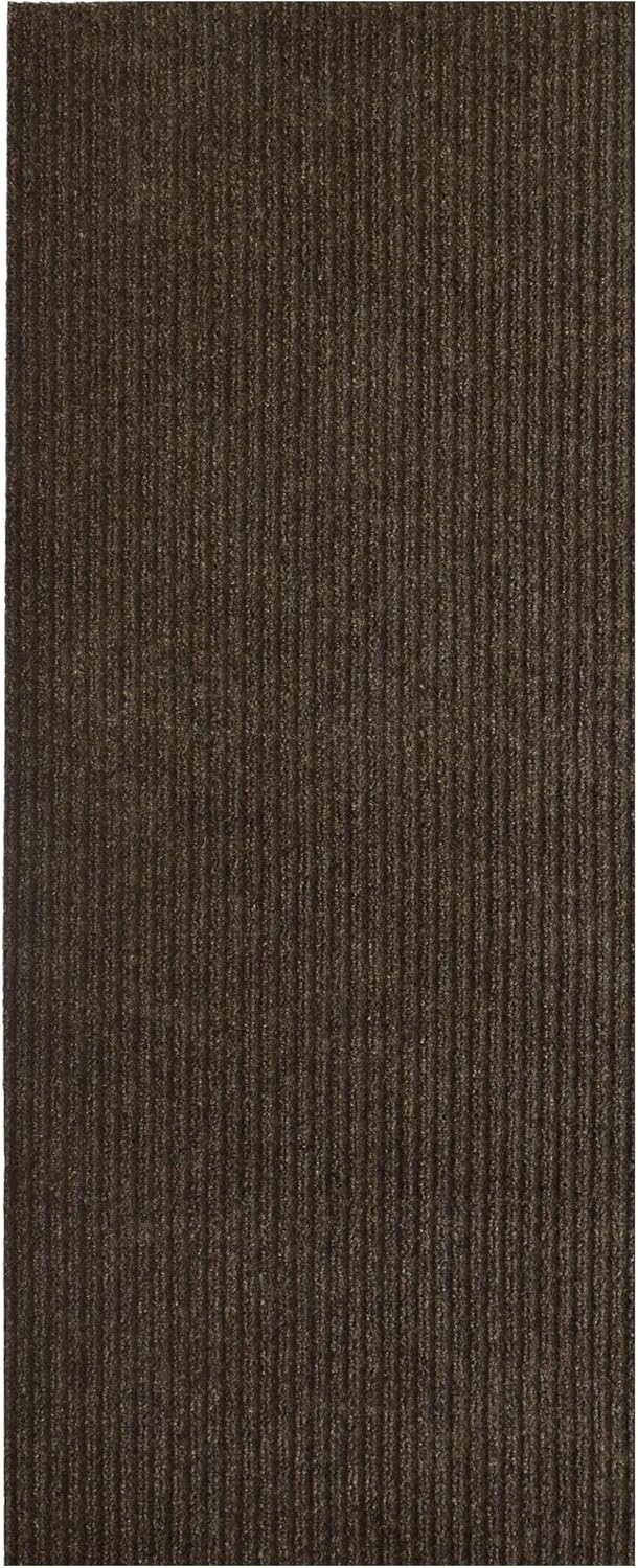 iCustomRug Spartan Weather Warrior Indoor/Outdoor Utility Ribbed Carpet Runner with Non-Slip Thermoplastic Rubber Backing, 6ft X 6ft in Brown