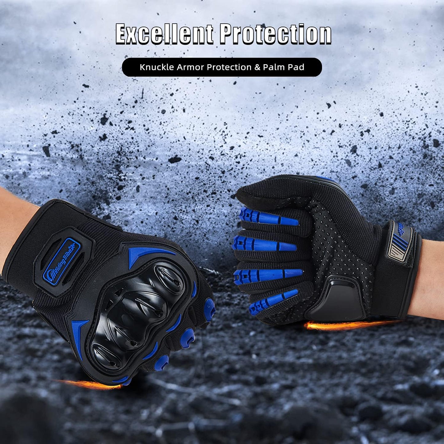 Motorcycle Gloves for Men and Women Full Finger Touchscreen Mountain Dirt Bike Gloves for Powersports BMX ATV MTB Driving Motocross Cycling Gloves(XL, Blue)