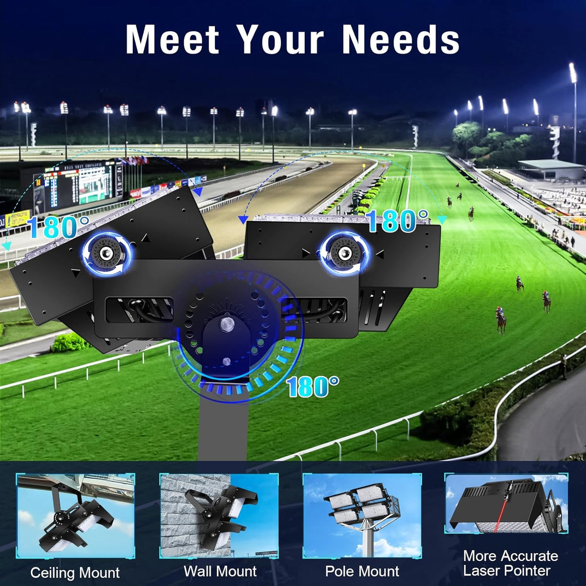 900W Led Stadium Lights, IP66 High Power Outdoor Sport Court Arena Light Pro-Grade High Mast Lighting with Dimmable 10KV Surge Protection Commercial and Industry for Large Area Lighting