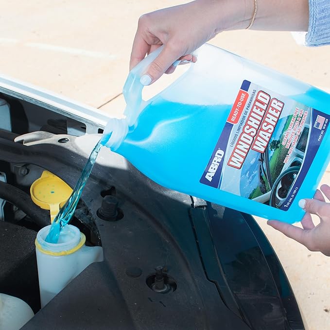 ABRO Windshield Washer Fluid Ready to Use Formula - 1 Gallon, Pre-Mixed, Streak-Free Cleanliness, 2-In-1 Removes Bugs & Tar