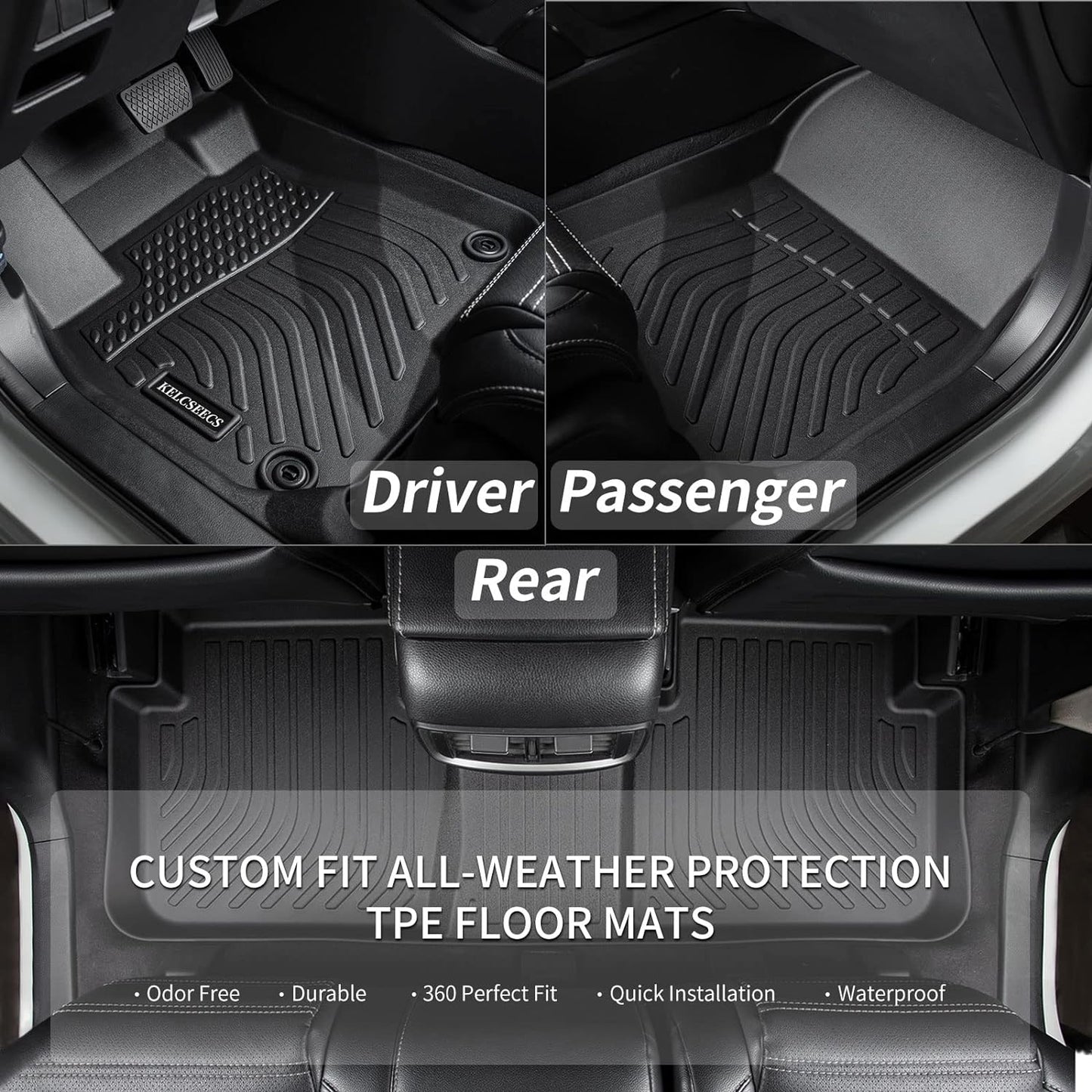 KELCSEECS Floor Mats & Cargo Liner Custom for Kia K5 2021-2025 (FWD Only) & Hyundai Sonata 2020-2025 All Weather Protection TPE Floor Liners Front& Rear Row Full Set Accessories Black