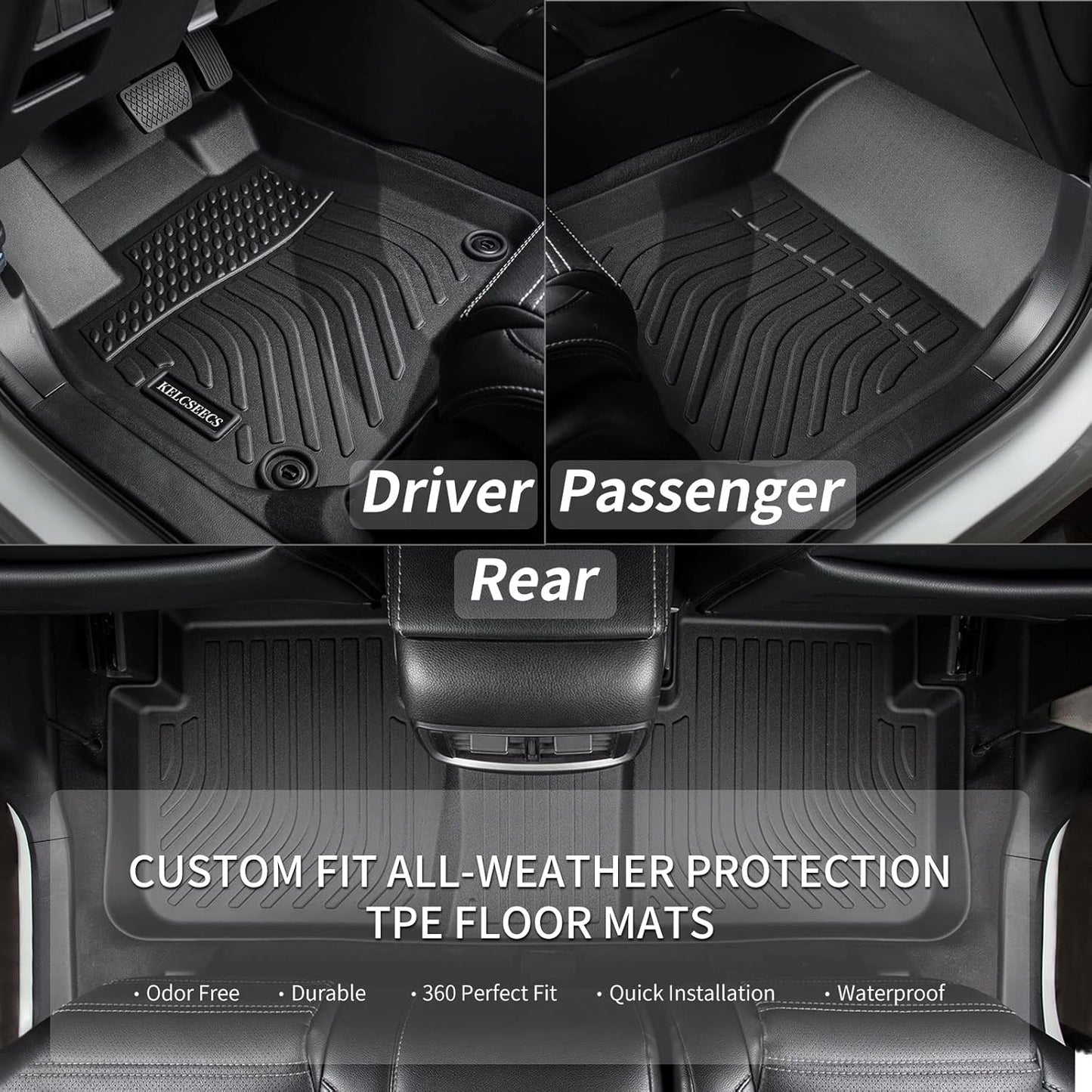 KELCSEECS Floor Mats & Cargo Liner Custom for 2024 2025 2026 Kia Seltos(Cargo Liner Only Fit The Upper Layer),All Weather Protection Anti-Slip TPE Floor Liners Full Set Kia Seltos Accessories Black