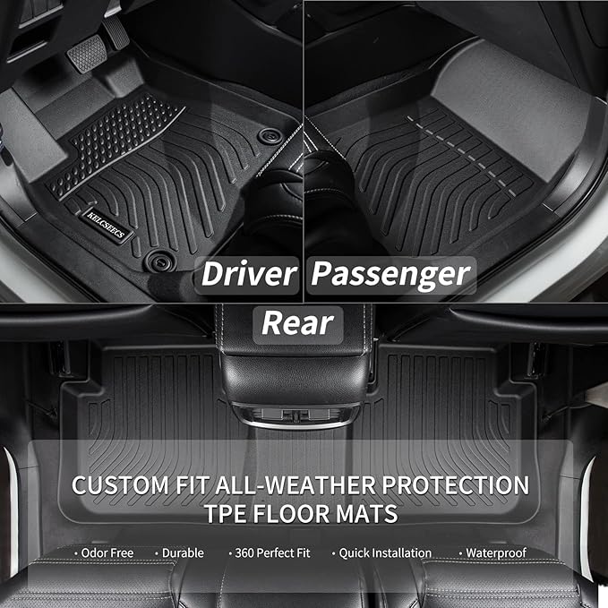 KELCSEECS Floor Mats & Cargo Liner Custom for Audi A6 (Not for A6 Allroad Models) 2019-2024 2025,All Weather Protection TPE Floor Liners Front Row and Second Row Full Set Accessories Black