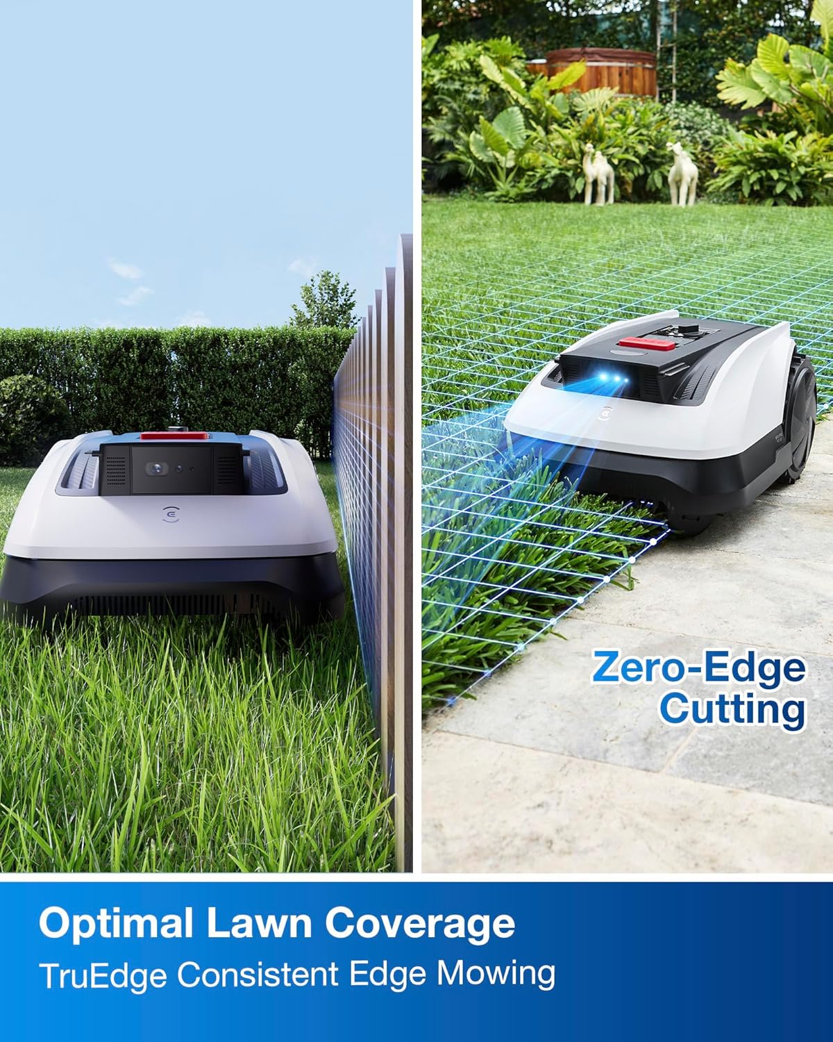 ECOVACS Goat O1000 RTK Robot Lawn Mower, Perimeter Wire Free Vision Robotic Lawnmower for 1/4 Acres Lawn, Automated Mapping, APP Control, 3D Obstacle Avoidance, Zero-Edge Cutting