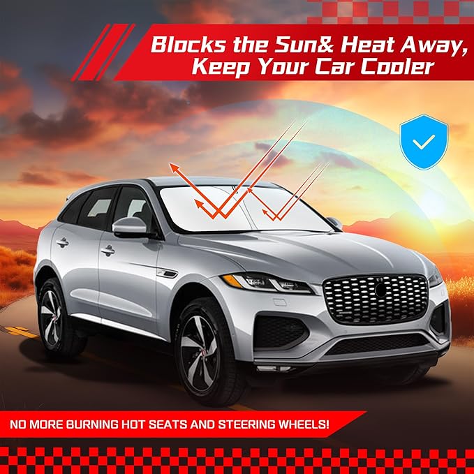 ARISMOTOR Windshield Sun Shade for Jaguar F-Pace 2016-2025, Custom Fit Foldable Front Window Sunshade Sun Visor Protector, Block UV Rays Keep Your Car Cooler