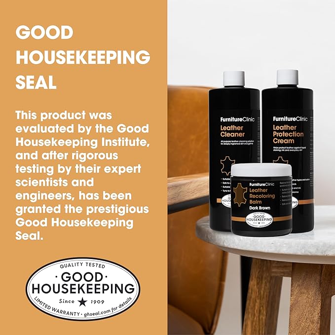 Furniture Clinic Leather Complete Restoration Kit | with Leather Recoloring Balm, Cleaner, 2-in-1 Protection Cream & Conditioner, Sponge, and Cloth | Repair Kit for Furniture (Light Grey)