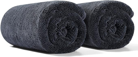 JOYMOOP Car Dry Towel, Quick Drying, Medium Size, Microfiber Cleaning Cloth, Dark Grey, 35.4 x 23.6 Inches, 2 Pack for Boates, RVs, SUVs, Trucks, Cars