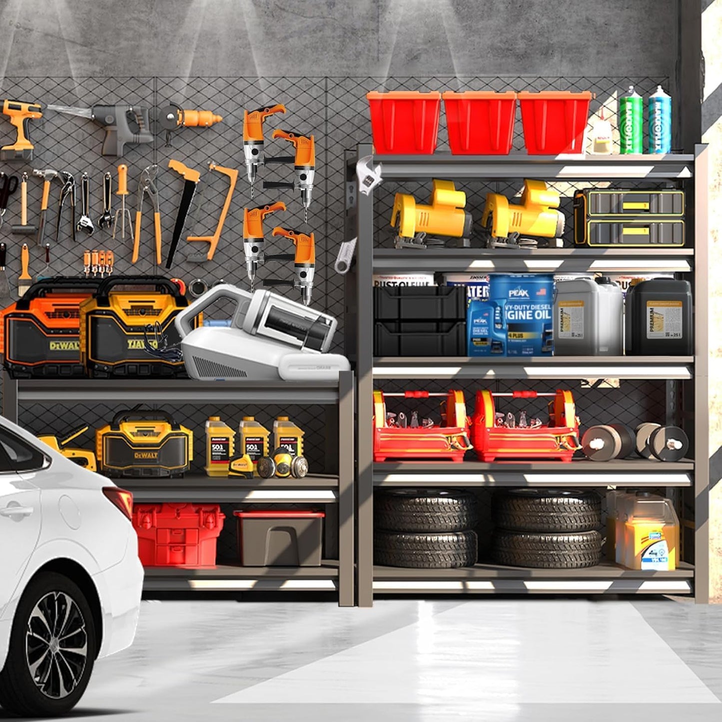 Metal Garage Shelving Unit, Heavy Duty 5-Tier Adjustable Storage Rack, Steel Shelving,2000 lbs Capacity, Industrial Shelves for Heavy Tools and Equipment (5-Tier 63" H x40 W x 14" D)