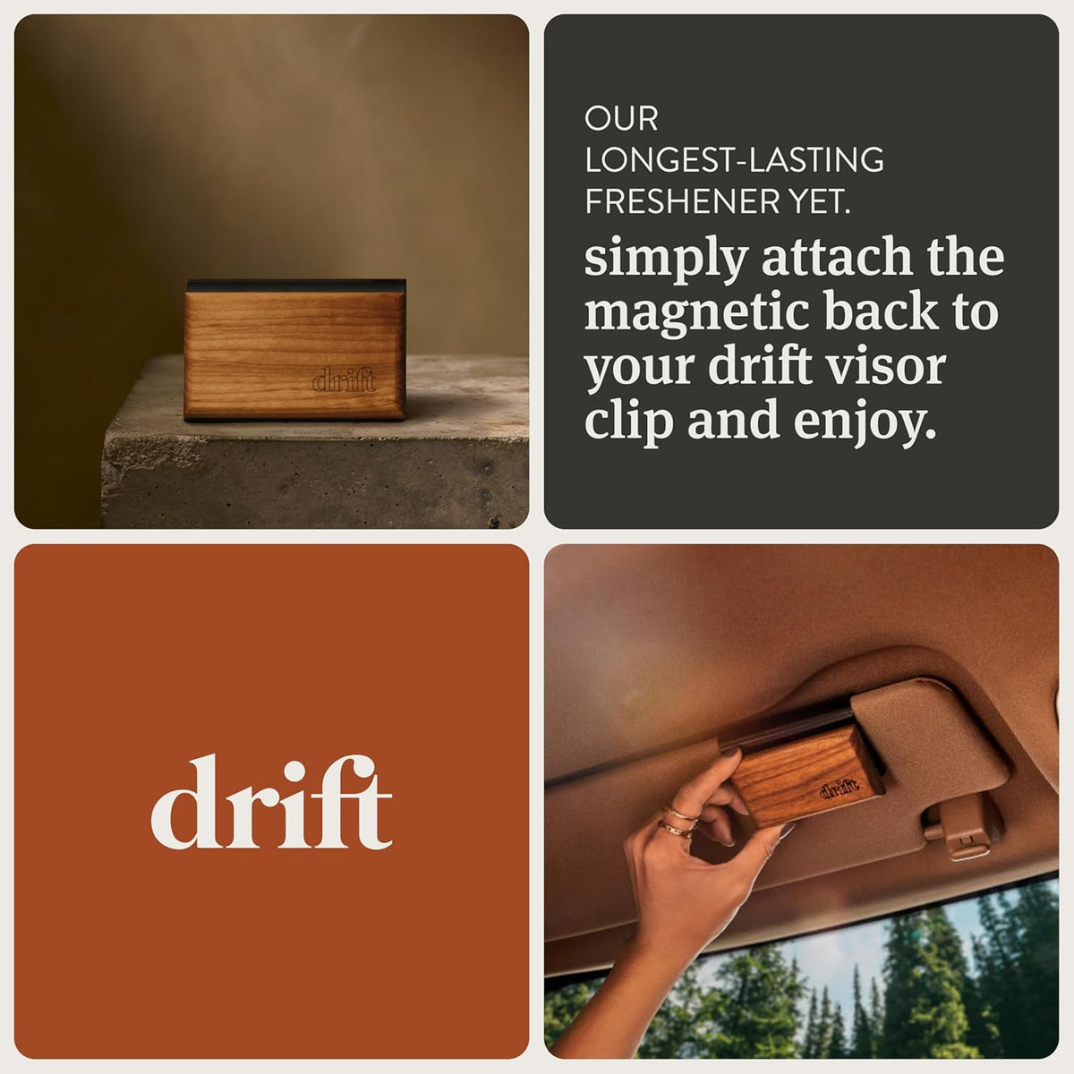 Drift Car Air Freshener - Wooden Deodorizer - Vehicle Odor Remover - Auto Scent Diffuser - Long-Lasting Car Freshening - Grove Scent Refill - Pack of 3 - NO CLIP INCLUDED