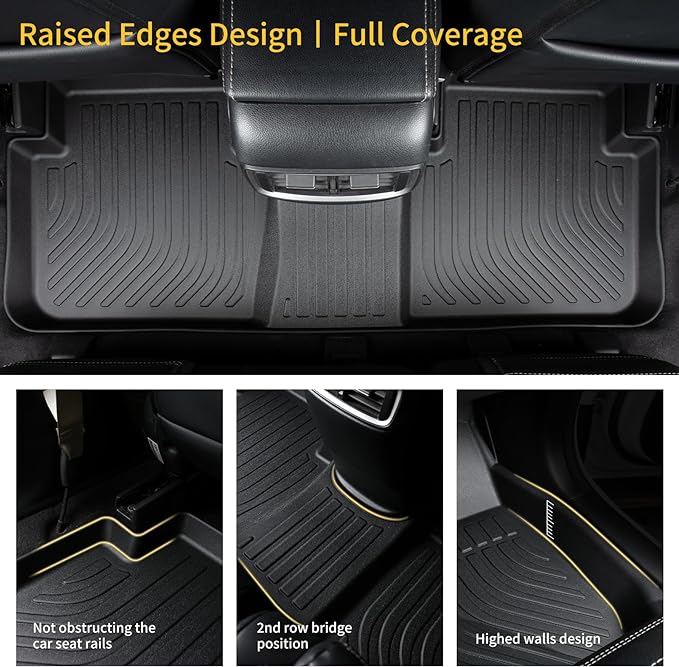 GINOWY-Floor Mats & Cargo Liner for Honda Civic 2022-2024 2025 (Only Sedan Not for Hatchback) All Weather Civic Car Mats Non-Slip Trunk Mat Floor Liners Waterproof Accessories Black