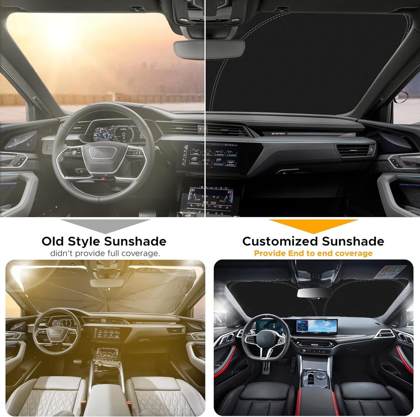 EcoNour Windshield Sun Shade Compatible for Ford Ranger (2019–2024) | Front Window Shade for Midsize Pickup Truck | 4-Layer, 240T Sunshade Accessories | UV & Heat Reflector for Ranger Windshield