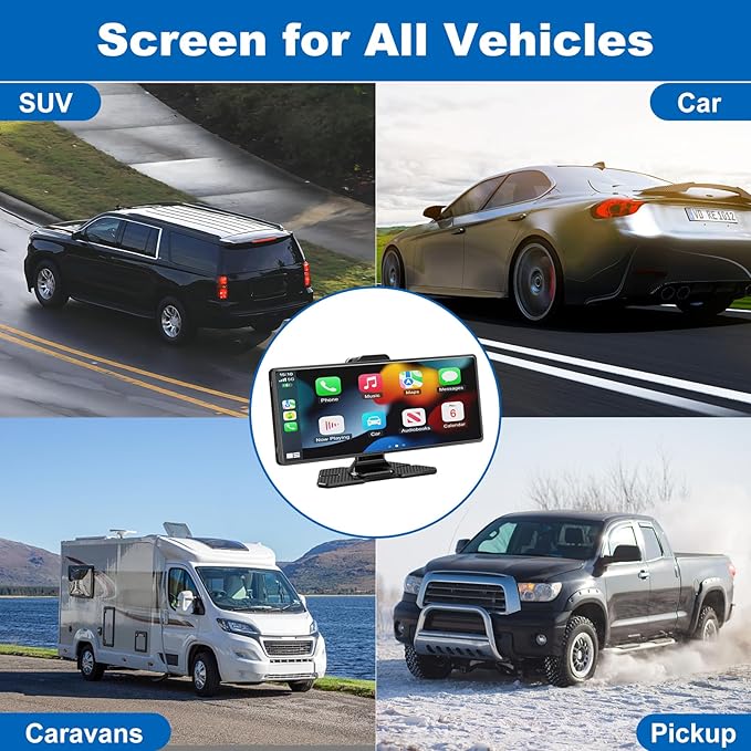 Carplay Screen for Car,10.26" HD IPS Wireless Portable car Stereo for Apple Carplay&Android Auto,Car Audio Receivers with 4K Dash Cam/1080P Rear Camera,GPS Navigation,Mirror Link,FM,Voice Control
