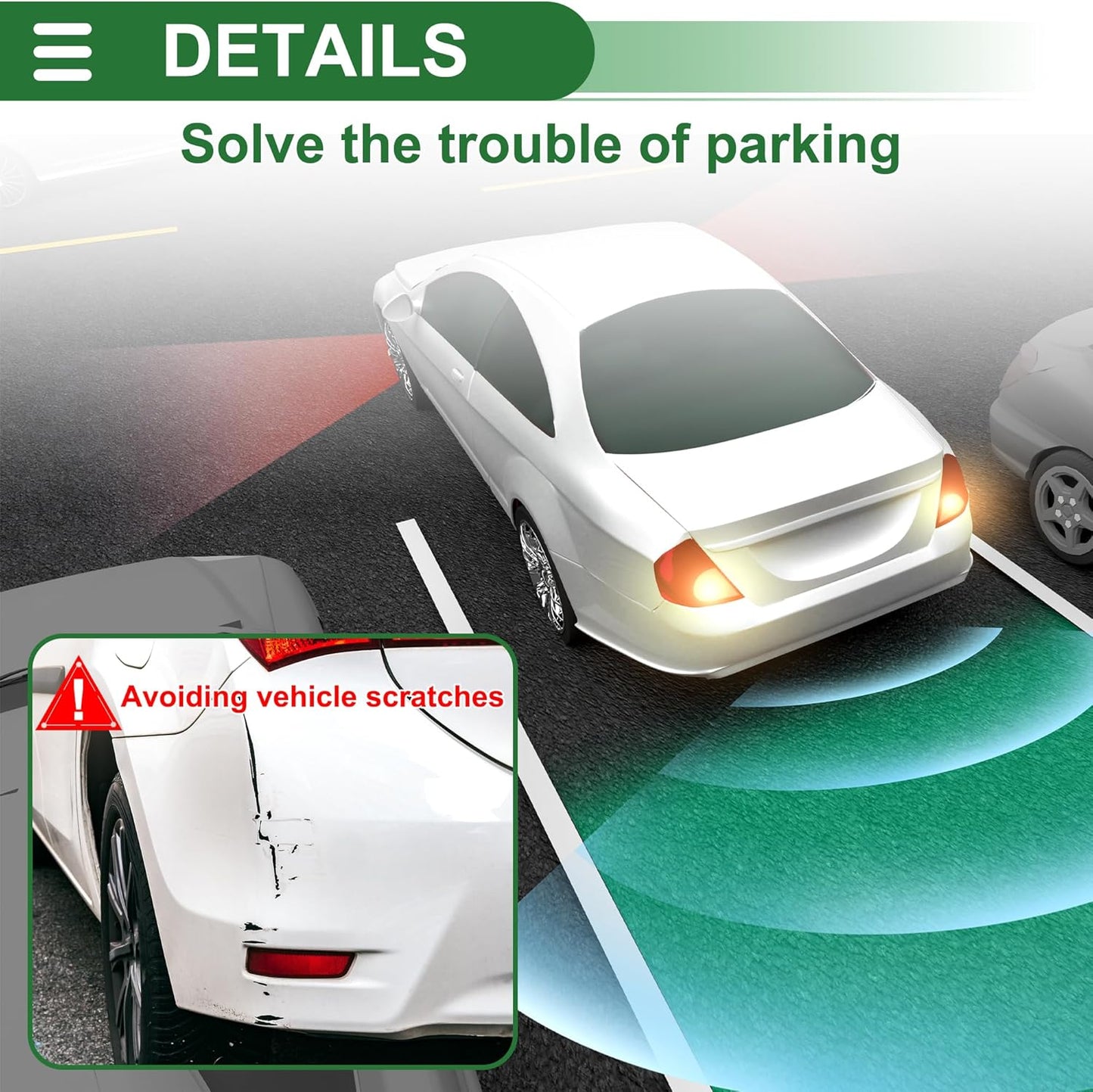 Motoforti Universal Car Auto Vehicle Reverse Backup Radar System Reverse Parking Sensors Alarm Buzzer Reminder Distance Detection Dark Blue 8 Parking Sensors