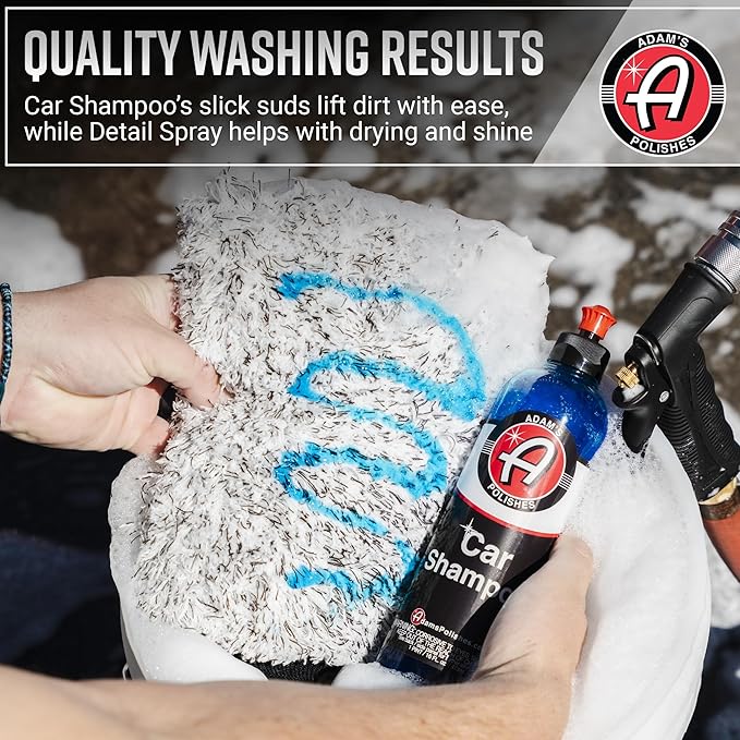 Adam's Essential Car Wash Kit (17-Item) - Auto Detailing Car Care Cleaning Kit with Foam Gun & Bucket Car & Truck Lovers, Dads, Moms and DIYers
