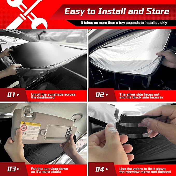 ARISMOTOR Windshield Sun Shade for Audi Q7 2016-2025, Custom Fit Foldable Front Window Sunshade Sun Visor Protector, Block UV Rays Keep Your Car Cooler