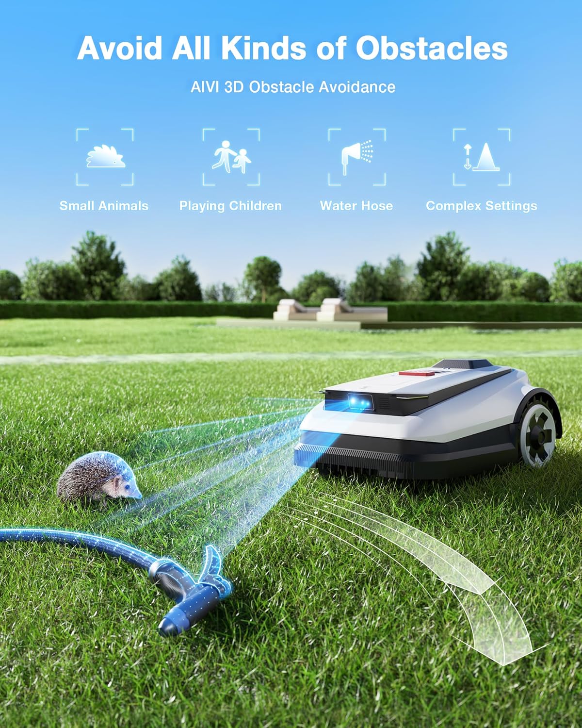 ECOVACS Goat A2500 RTK Robot Lawn Mower, Lidar-Enhanced RTK+Vision Navigation, Auto-Mapping, Dual Blades, Edge Precision Mowing, Perimeter Wire-Free, Suitable for 5/8 Acres Lawn, 50% Slope Capability