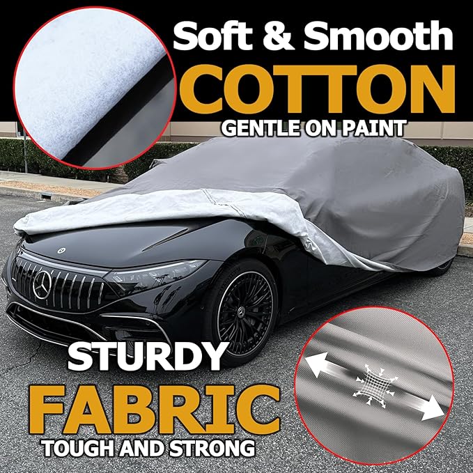 All Weather Waterproof car Cover Good for rain Snow uv Protection dust mid-Size Sedan Altima Accord Prius Impreza Passat Fusion Camry Model 3 Gray