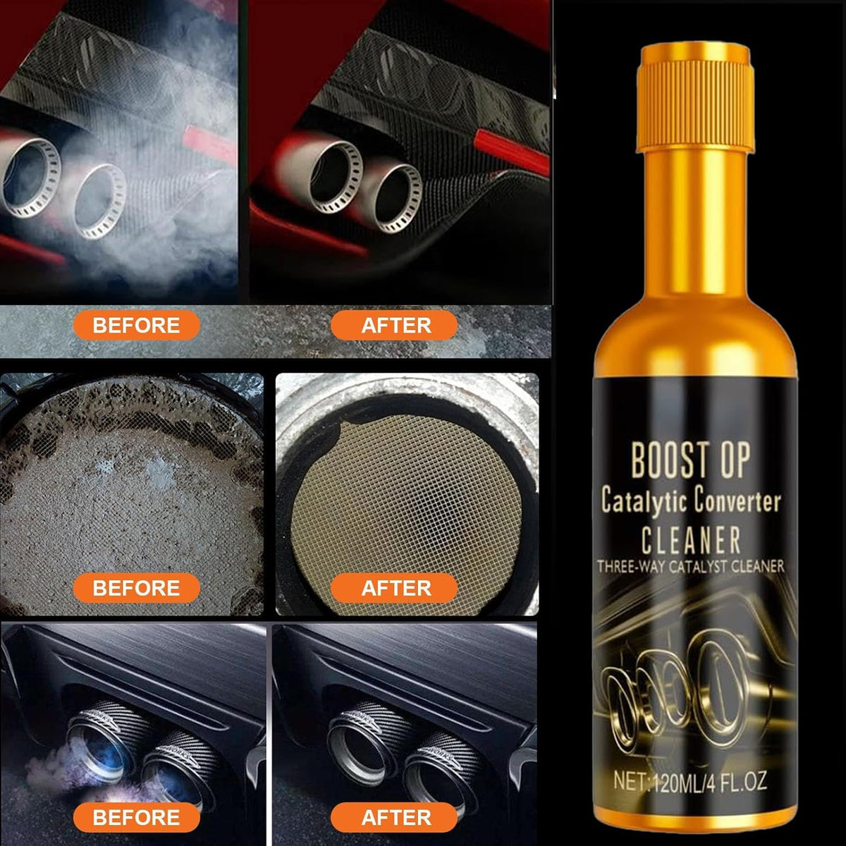 Catalytic Cleaner, Boost Up Catalytic, Boost Up Catalytic Converter Cleaner Auto Parts EngineFuel and Exhaust Pipe Cleaners,Fuel System Treatment Oil for Gas and Diesel Car (2PCS)