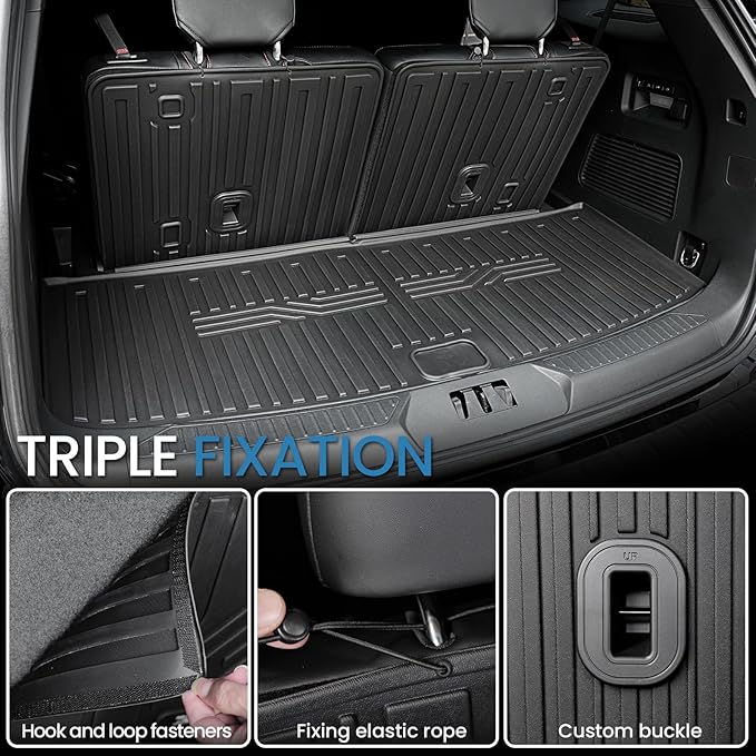 Cargo Mat with Backrest Mats for 2020-2024 2025 Ford Explorer Car Mat Accessories, All Weather TPE Cargo Liner Trunk Mat Active/ST Line/ST/Platinum(Cargo Mat with Backrest Mats)