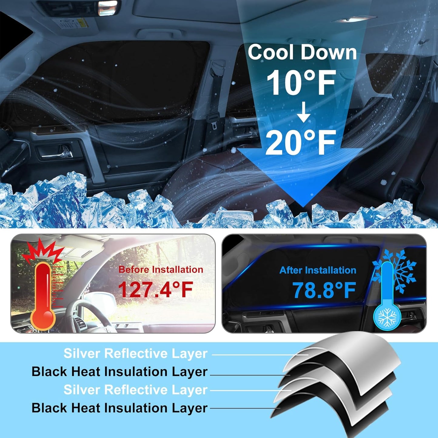 TINGLU Window Shades for Audi Q7 SUV 2016-2025 Accessories Side Full Windows Cover Camping Rear Triangular Windshield Sun Shade Sun UV Rays Privacy Protection 8PCS