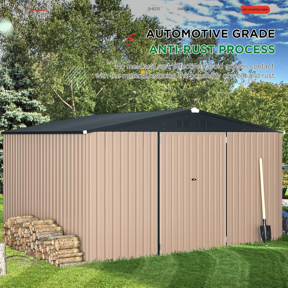 AECOJOY 12' x 10' Outdoor Storage Shed, Large 10x12 Metal Sheds & Outdoor Storage Clearance Steel Yard Shed with Lockable Doors, Utility and Tool Storage Garden Shed for Backyard, Patio, Outside use