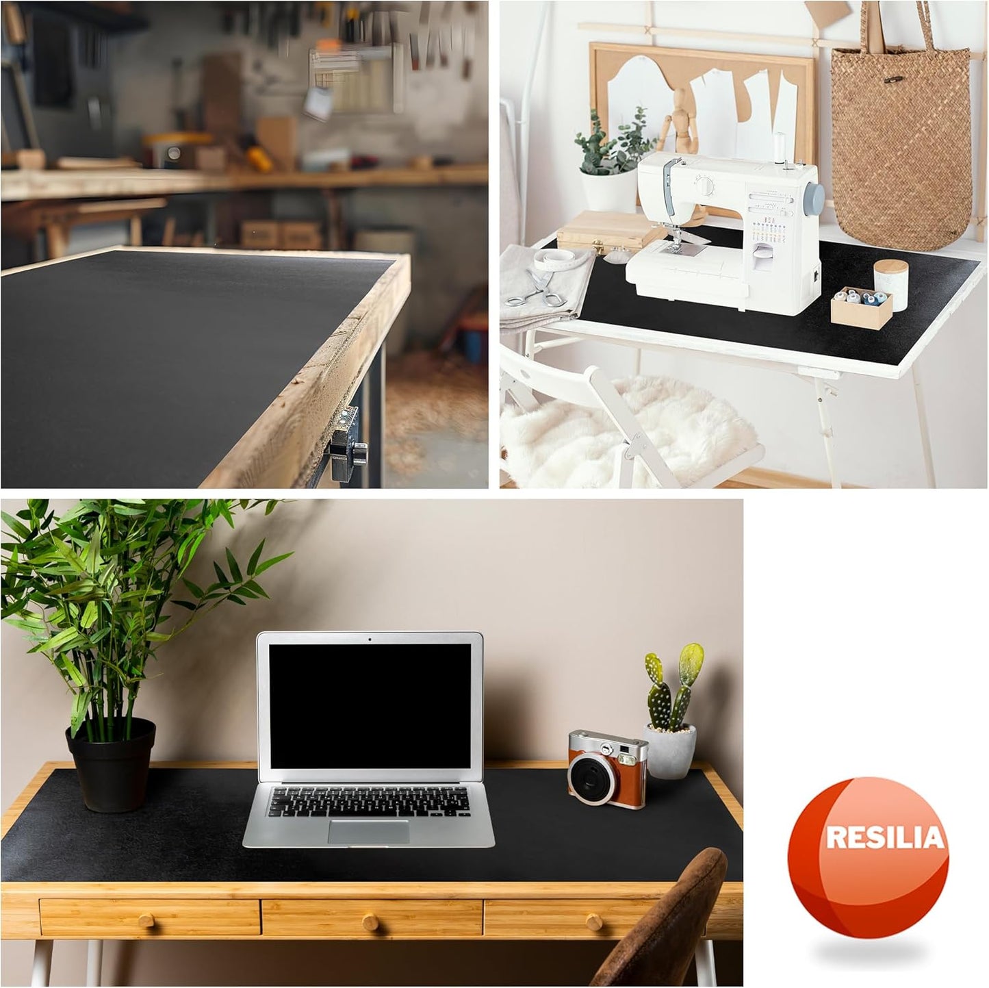 RESILIA Work Bench Mat - 23.5" X 71.5", Scratch-Resistant PVC Mats - Protect Your Workbench, Table, or Tool Station from Painting, Woodworking, Crafting, Building, & More, Black, Made in The USA