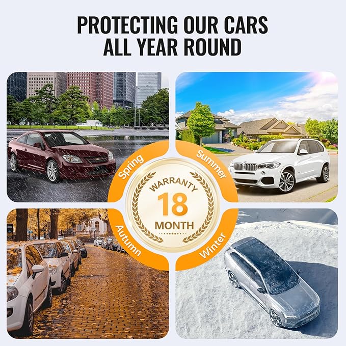 30 Layers SUV Car Cover for Automobiles All Weather Waterproof, Outdoor Snowproof UV Protection Windproof, Door Zipper, Soft Cotton, Heavy Duty Universal Car Covers, (Silver, Fit SUV 171"-180")