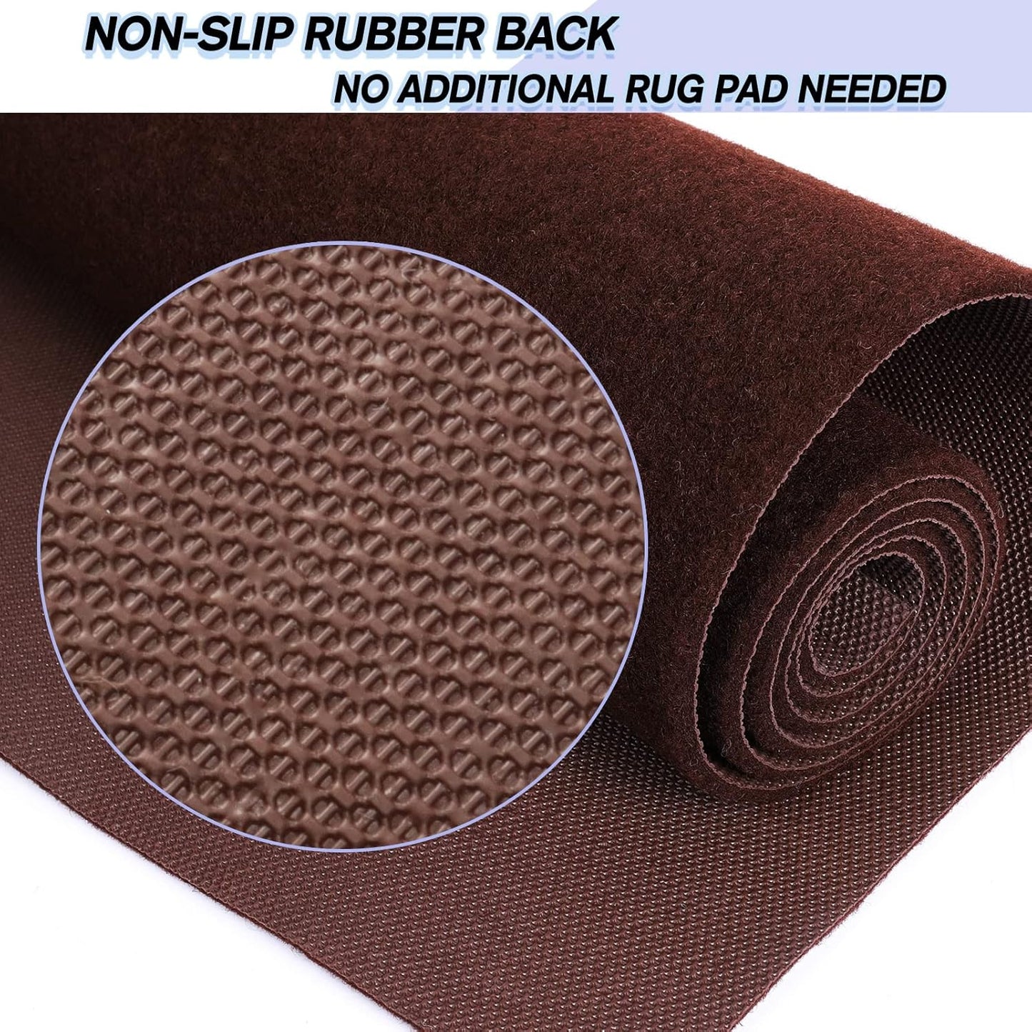 Custom Size Backed Non-Slip Area Rugs Runner, Easy Clean, Waterproof Runner Rugs for Hallway Entryway, Kitchen, Laundry, 4FT x 26FT, Brown