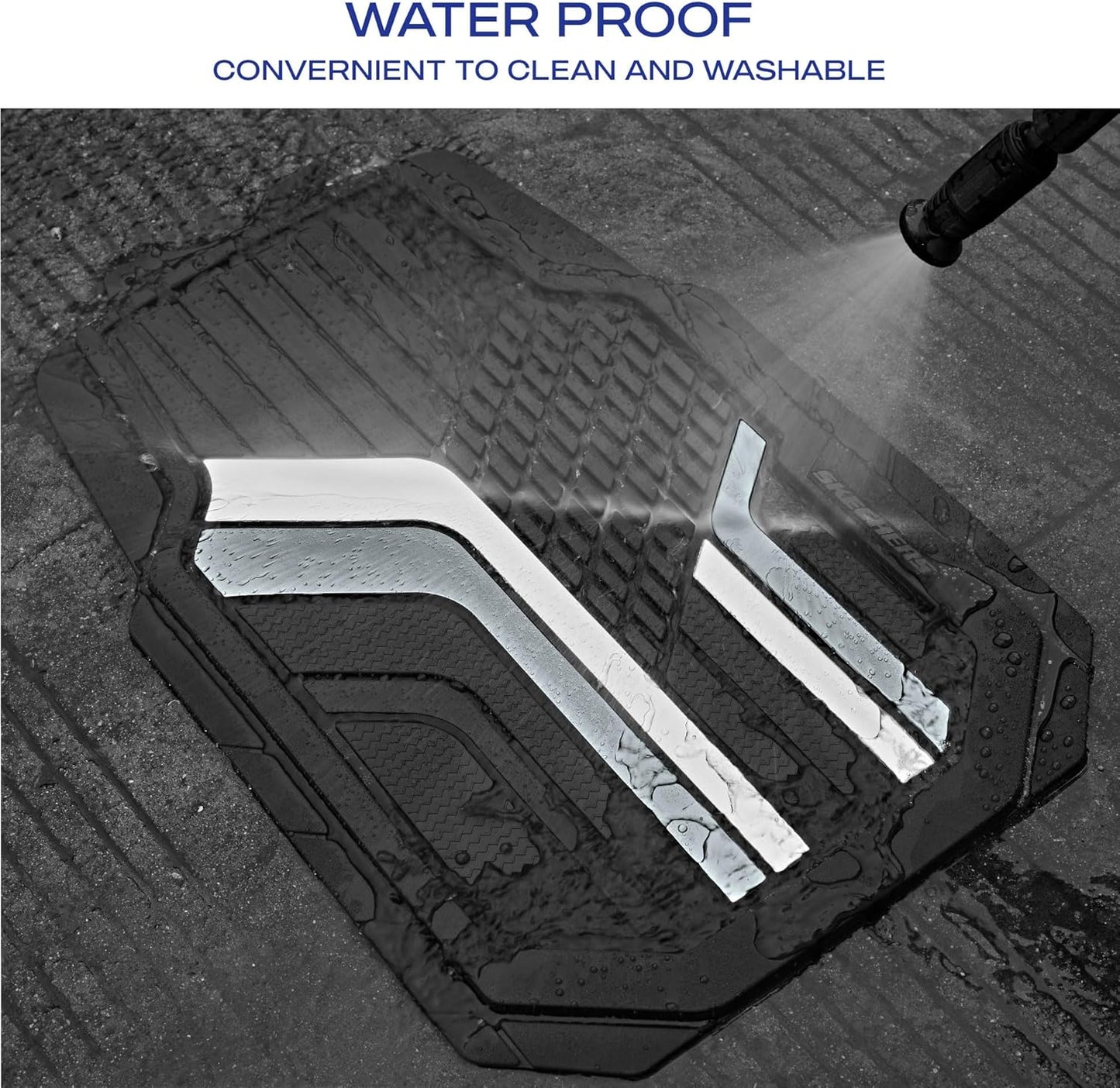 Skechers Heavy Duty Rubber Car Floor Mats,Dual Color Design Floor Mats,All Weather Car Mats,Waterproof Trim To Fit Universal Floor Liner Car Accessories,Automotive Floor Mats For Cars Trucks Suvs,Gery