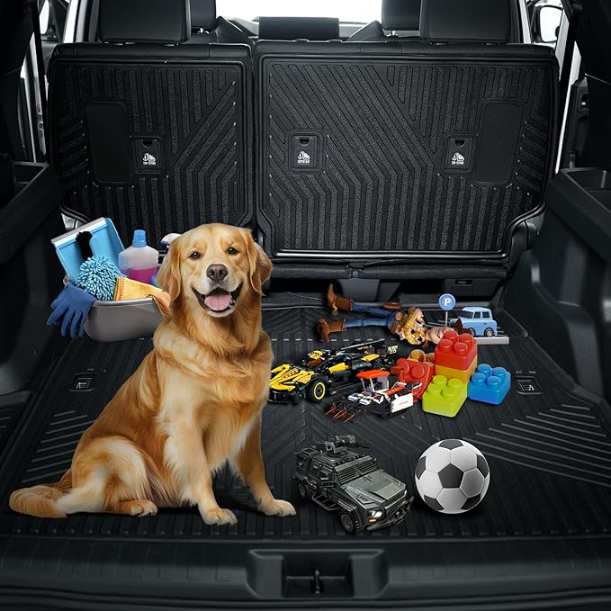LASFIT Trunk Mat&Backrest Mat for Toyota 4Runner 2025(Only Fit 5 Seats), All Weather TPE Custom Fit Cargo Liner for 4Runner SR5/TRD/Limited 6th gen 4 Runner Cargo Mat, Black