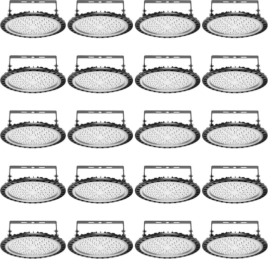 Viugreum High Bay LED Shop Lights, 300W UFO LED High Bay Light 30,000LM 120V LED High Bay Lights 5000K Daylight, Alternative to 1300W MH/HPS for Garage Workshop Barn Factory Warehouse - 20 Pack