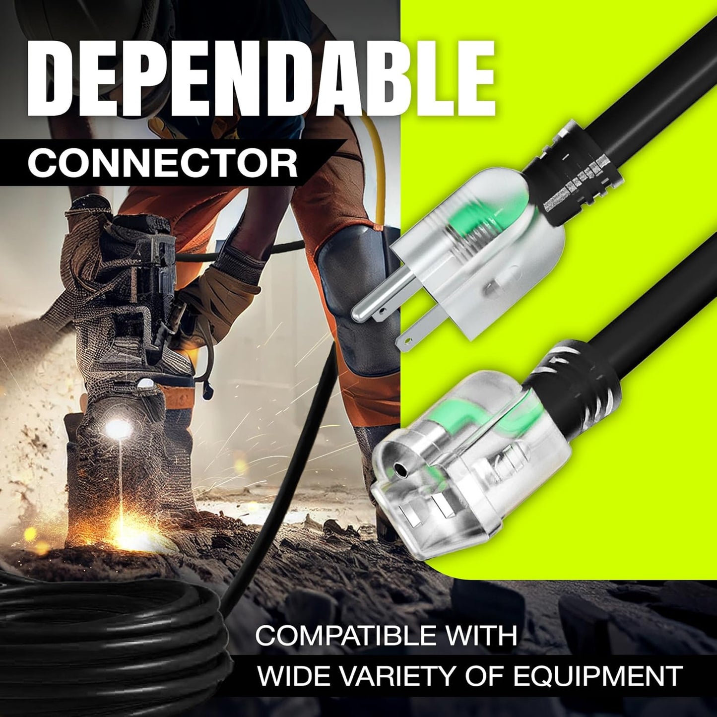 200ft Outdoor/Indoor Extension Cord 10/3 Gauge Ultra Heavy Duty 3 Prong SJTW, Waterproof, Flexible Cold-Resistant Long Power Cord,10A 125V 1000W, Black by LifeSupplyUSA