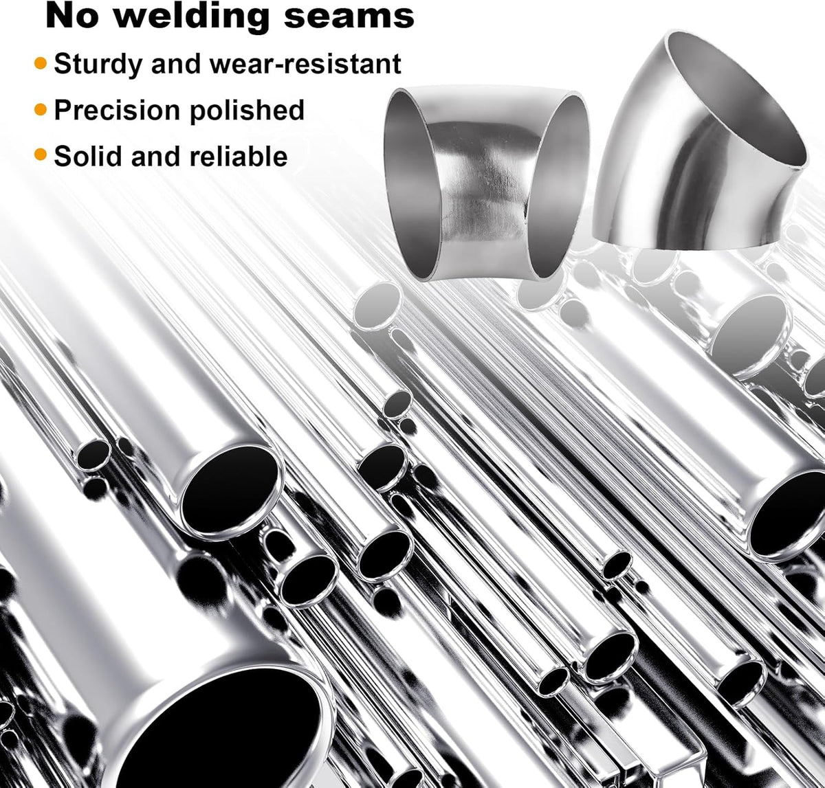 Acrux7 4 Pack 2.5 Inch 45 Degree Exhaust Elbow Pipe, 304 Stainless Steel Mandrel Bend Elbow Thickness 1.5 mm for Car Modified Exhaust, Stair Handrail, Exhaust System