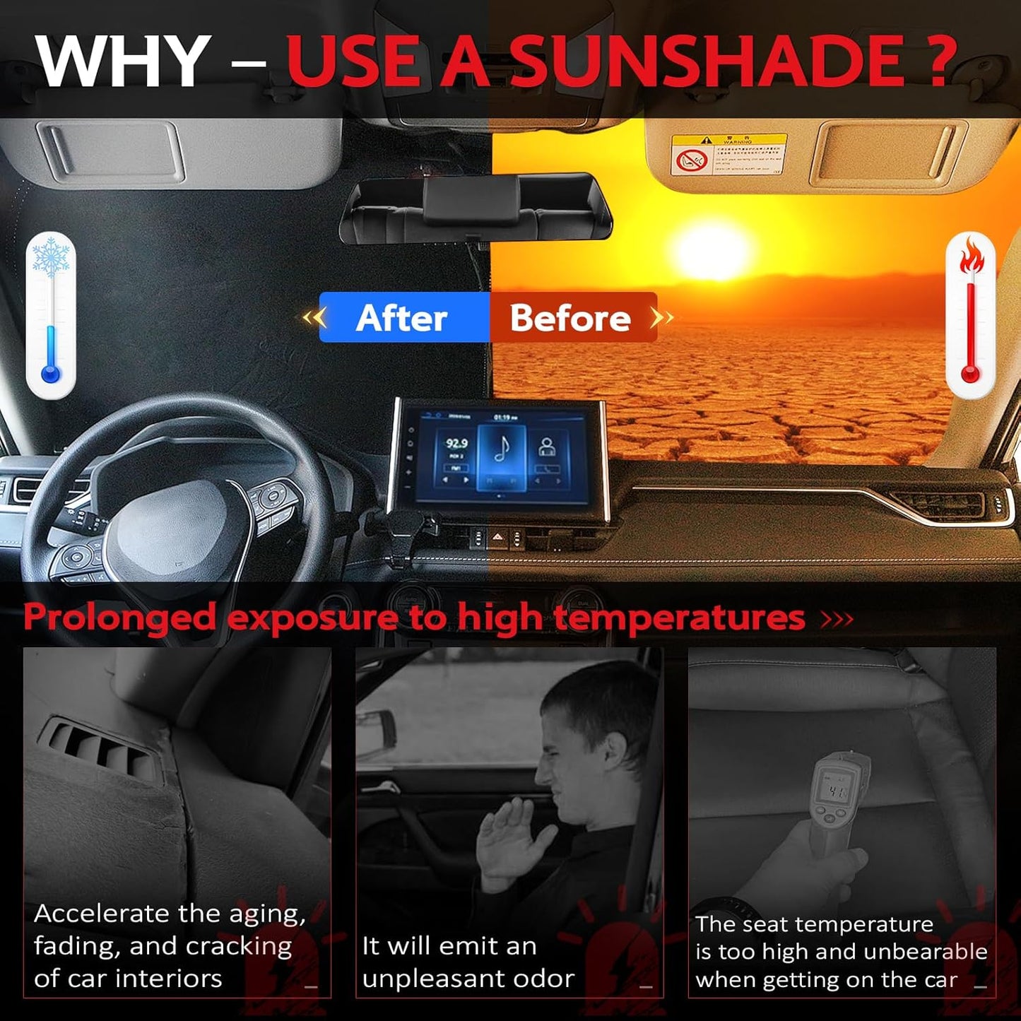 KAYZT Windshield Sun Shade for Toyota Corolla Hybrid Sedan 2020-2025 (Not for Corolla Cross) Foldable Sunshade Front Window Custom Fit Accessories