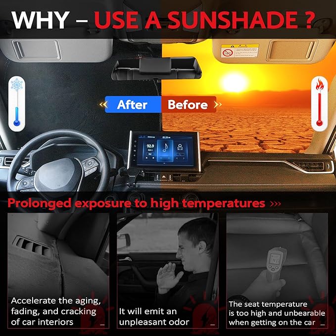 KAYZT Windshield Sun Shade for 2015-2025 2026 Ford Transit Wagon XL,Wagon XLT (Not for Transit Connect), Foldable Sunshade Front Window Custom Fit Car Accessories