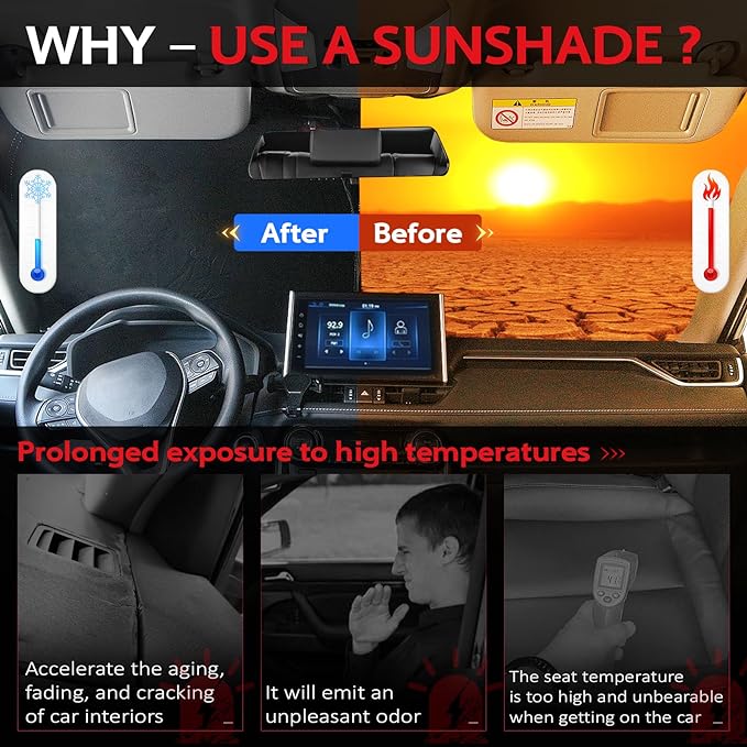 KAYZT Windshield Sun Shade for 2019-2025 2026 Mazda 3 Hatchback Sedan Foldable Sunshade Front Window Custom Fit Car Accessories