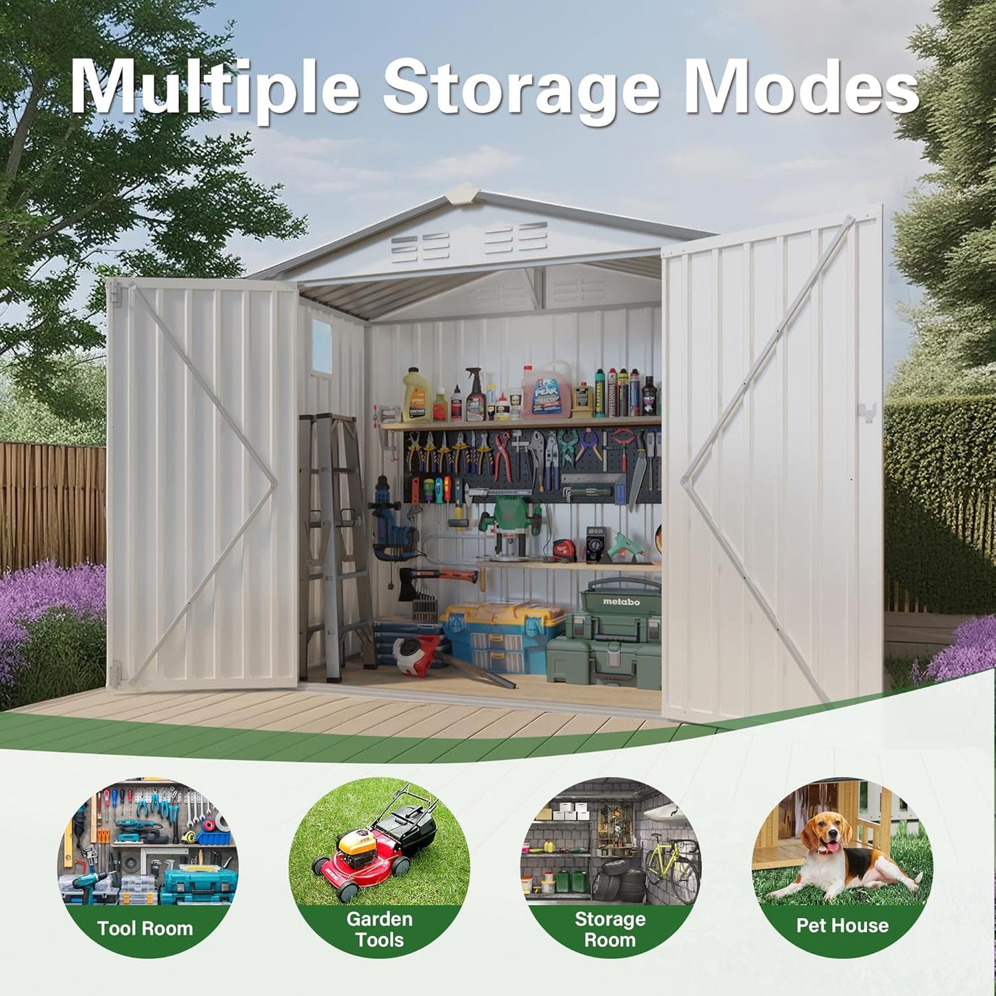 ARMSET 6x3.5 FT Metal Outdoor Storage Shed for Patio & Backyard - Waterproof Small Shed, Lockable Tool Shed with Clear Window, Galvanized Steel Garden Storage Cabinet for Tools and Bikes