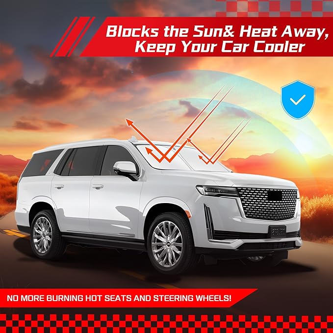 ARISMOTOR Windshield Sun Shade for Cadillac Escalade 2021-2025 2026, Custom Fit Foldable Front Window Sunshade Sun Visor Protector, Block UV Rays Keep Your Car Cooler