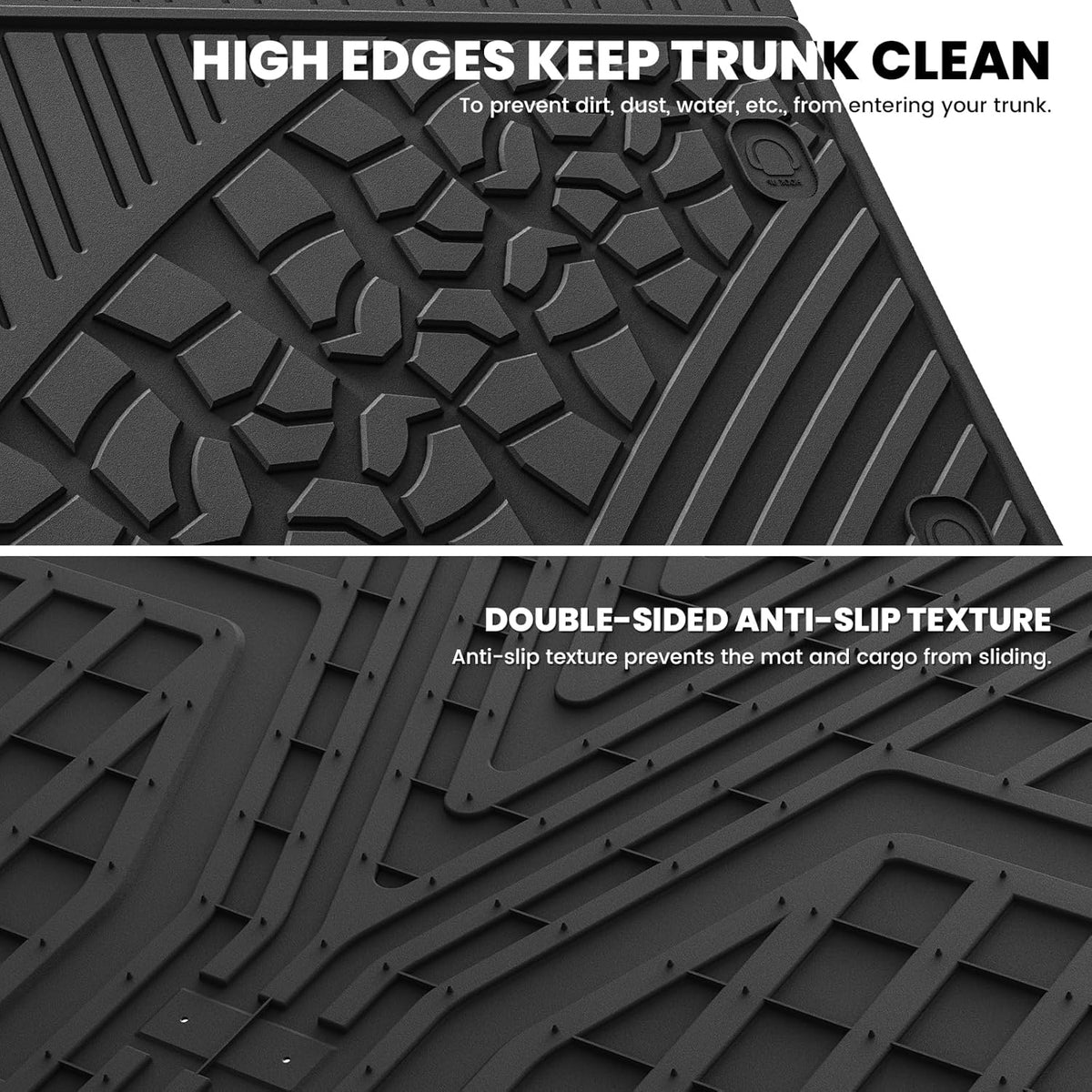 LASFIT Trunk Mat for Jeep Wrangler JL 2018-2025 4 Door Gas Type with Subwoofer and Flat Load Floor (Not for JK/Not PHEV/Not 2-Door) All Weather TPE Custom Fit Cargo Mat, Black