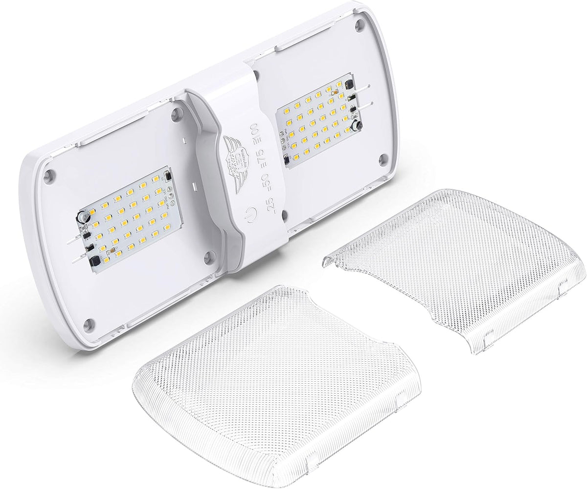 Leisure LED 5-Pack RV LED Ceiling Double Dome Light Fixture with Built in Dimmer Interior Lighting for Car/RV/Trailer/Camper/Boat 12V Natural White 4000-4500K 620 Lumen (5-Pack)