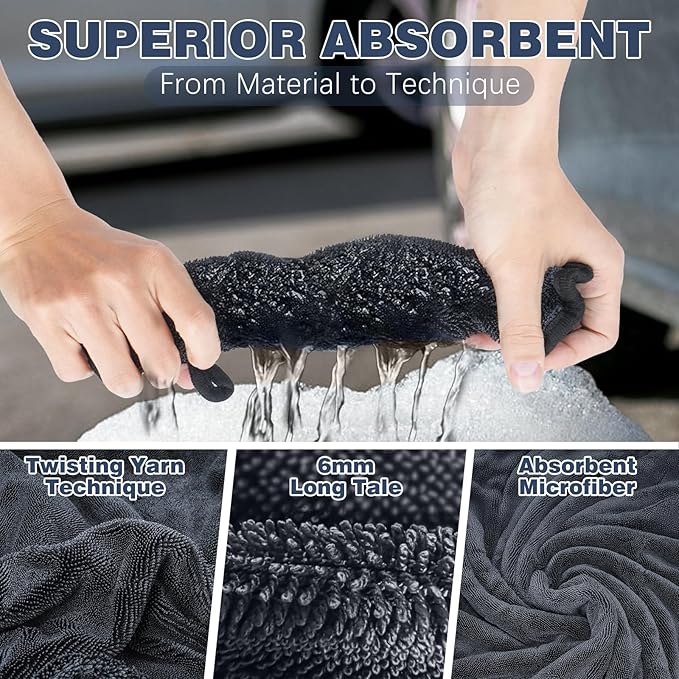 Microfiber Towels for Cars 2-Pack, 1300 GSM Ultra-Soft Microfiber, 35" x 27.5" & 19.7" x 11.8" Towels are Great for Car and Home Cleanups, No Streaks, Scratches Or Water Spots