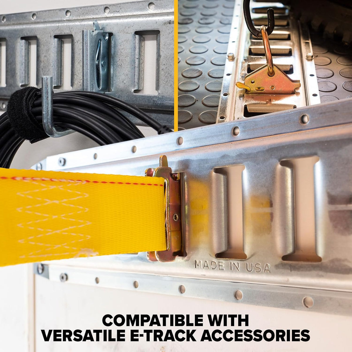 US Cargo Control E Track, Made in USA, 12 Gauge Steel 5 FT Galvanized E Track Rail, Horizontal ETrack Rails for Trailers, Garages, Cargo Vans, 6,000 Pounds Break Strength Per E-Track Slot