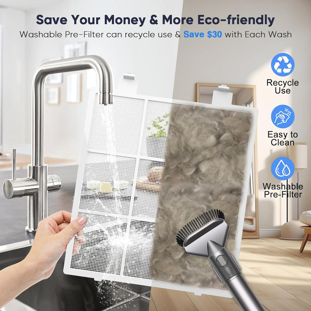 Smart Wifi Air Purifiers for Home Large Room Up to 3000 Ft², DAYETTE Air Cleaner with Washable Filters, Air Quality Monitor, 4 Fan & 22 dB Sleep Mode for Bedroom Living Room