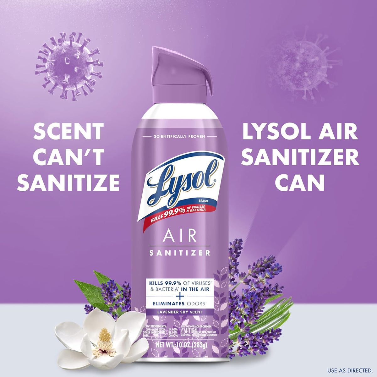 Lysol Air Sanitizer Spray with Odor Eliminator for Home & Office, Sanitizing Spray, Air Freshener Alternative, Lavender Sky Scent, 10 oz (Pack of 3)