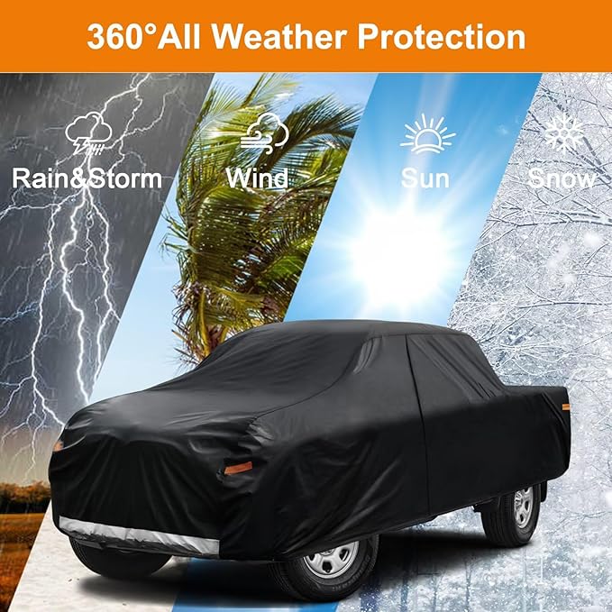 Kayme Truck Cover Custom Fit GMC Canyon(2004-2025) Extended/Crew Cab Short Bed. Full Exterior Heavy Duty Outdoor Pickup Truck Car Cover Waterproof All Weather.Car Tarp for Wind Sun Dust Protection.